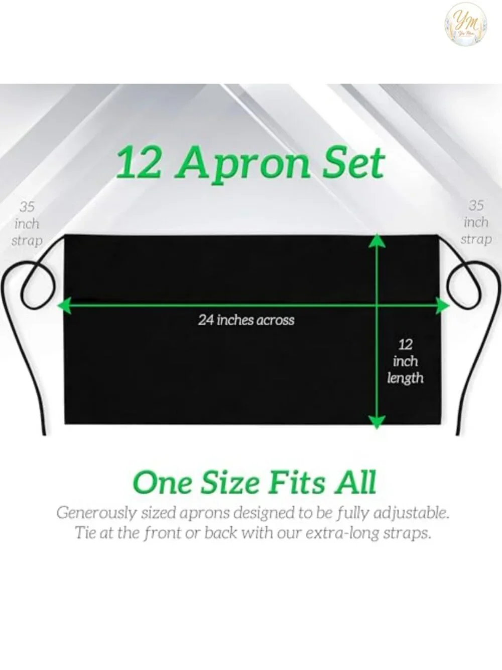 12 Pack Waist Aprons with 3 Pockets, Water Resistant, Reinforced Seams, 100%